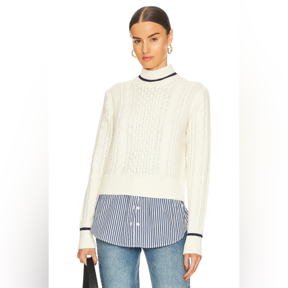 Veronica Beard Fritz Mixed Media Sweater in Ivory size Small